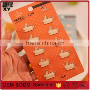 Hight Qulity custom logo metal stainless steel silver small animals rabbit shape paper clips