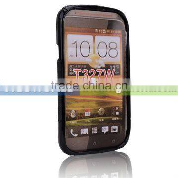 TPU Gel Rubber Skin Soft Cover Case For HTC T327W Clear Dark S Shape