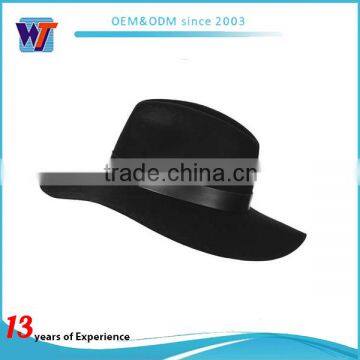 Wholesale Lady Fedora Wool Felt Wide Brim Black Fedora Hats for Women photo-4