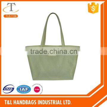 2016 Latest design high quality polyester nylon mesh Beach bag shopping bag for lady