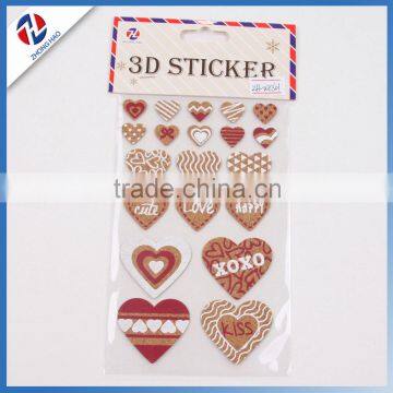 heart shape printed wooden cork sticker