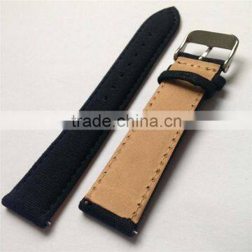 Quick Release Bar Canvas Genuine Leather Watch Strap