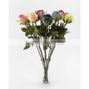 yiwu wholesale autumn color individual artificial silk flower rose