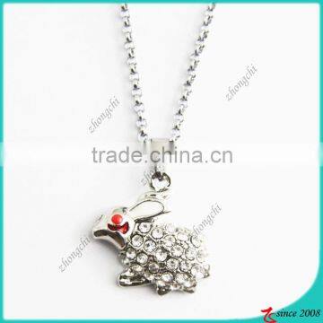 Metal Silver Bunny Rabbits Pendant Necklace