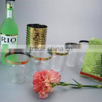 6 OZ Disposable Plastic Gold Rim Cup,Plastic Wine Cup