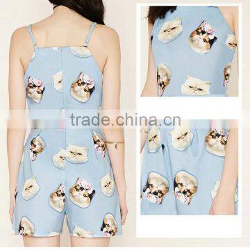 Pets Printing Pattern Casual Beach Shorts Jumpsuit Rompers For Lady photo-4
