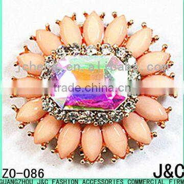 oval shaped colorful acrylic with rhineston Zamac omament