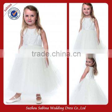 Fl52 Tiered High Neck A-Line Appliqued Sequins Flower Girl Dress