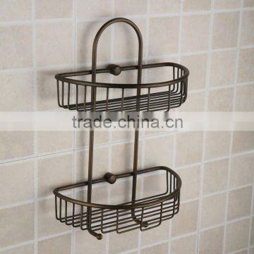 Classic Black Bathroom Rack, Half-round Brass Storage Rack,Double Tier Bathroom Accessories