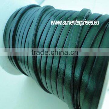 Flat Nappa Leather cords - Italian Leather - Bottle Green - 20mm