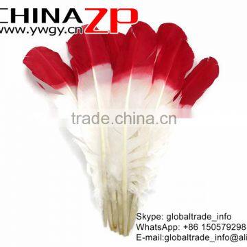 ZPDECOR Selected Prime Quality Cheap Bulk Colored Red Half Dipped Bicolourable Turkey Feathers for Fashion Decorations photo-3