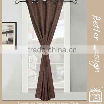 1Pc 100% Polyester Brown Color Jacquard Grommet Latest Curtain Fashion Designs 2015 with Matching Clip