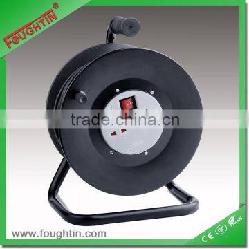 2 gang multi extension socket metal reel with 50meters cable and plug socket extension