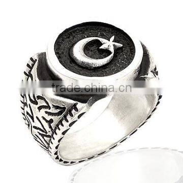 925K Sterling Silver Moonstar Men Ring