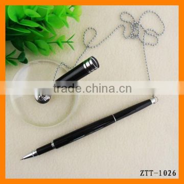 Promotional Metal Counter Signing Gel Pen With Pedestal And Chain Print Logo ZTT-1023