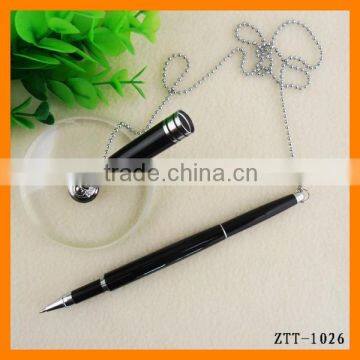 Promotional Metal Counter Signing Gel Pen With Pedestal And Chain Print Logo ZTT-1023