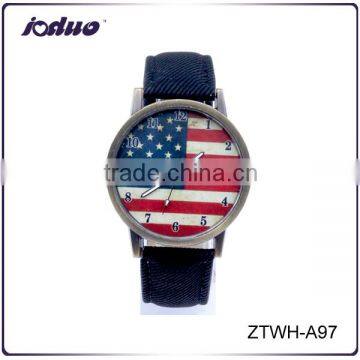 Fashion Leather American Flag Watch For Men