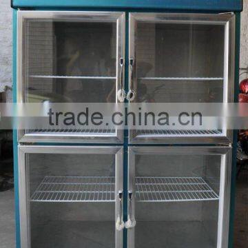 commercial kitchen fridge with 4 glass doors