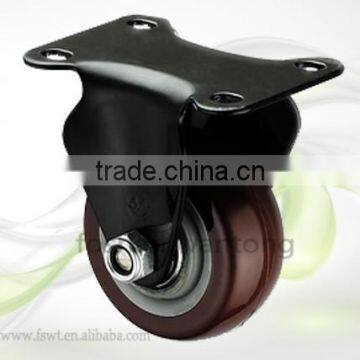 5 Inch Black Metal Plate Industrial Fixed Polyurethane Caster Wheel