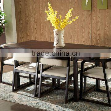 Wooden dining table set 6 chairs in modern style