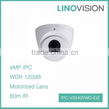 Popular 4 Megapixel Motorized Lens WDR Eyeball IP Camera POE with 60m IR