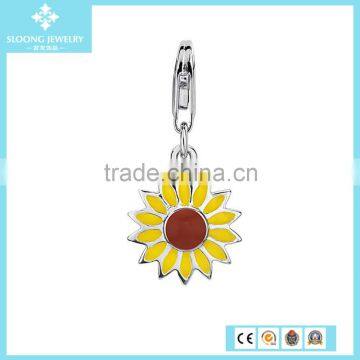 Silver Jewelries Color Sunflower Charm in Sterling Silver