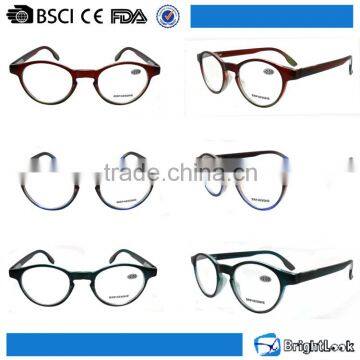 Plastic retro round eyewear,demi frame reading glasses