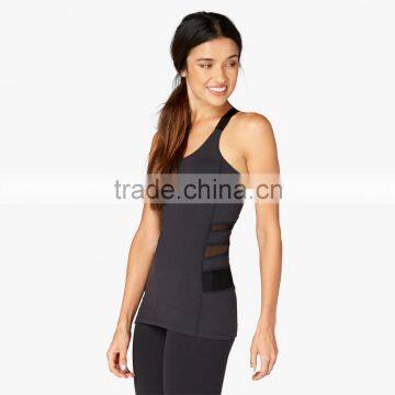 Adjustable elastic straps triple mesh blank tank top women