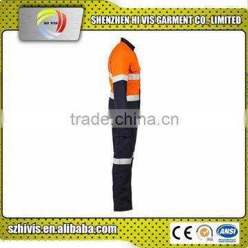 hi Vis Yellow Navy Custom Embroidered Reflective Protective Oil Resistant Coverall photo-4