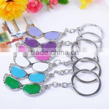 New summer fashion sunglasses keychain wood glasses alloy keychain slipper alloy custom keychain