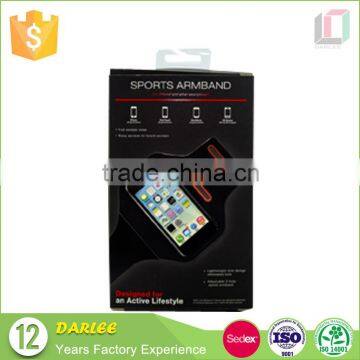 Custom cardboard paper mobile phone running sports armband packaging box with clear PVC window