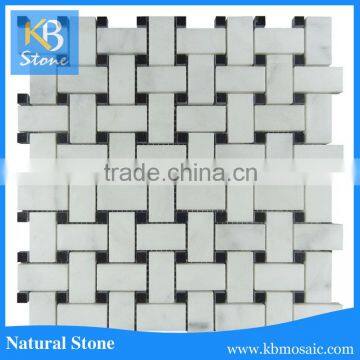 Natural stone basketweave black and white marble mosaic