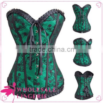 Women fashion lace Brocade Pattern Corset with polka dot