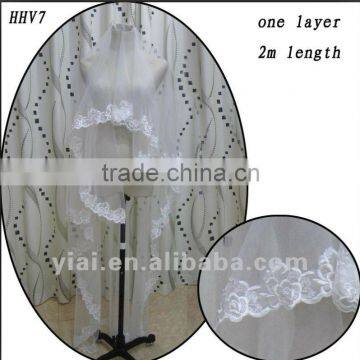 HHV7 2011 Wholesale New One Layer Lace Edged Beads Real Sample Bride Wedding Veil