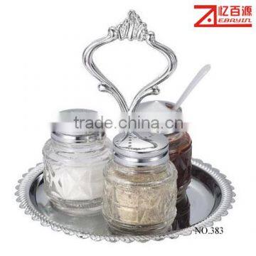 3pcs heart handle glass chili pepper bottles set spice shaker