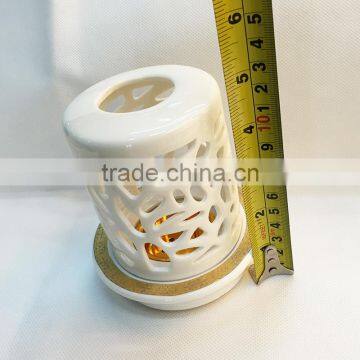 2016 Wholesale White Cylinder Shape Burner /hollow Out Ceramic Incense Burner