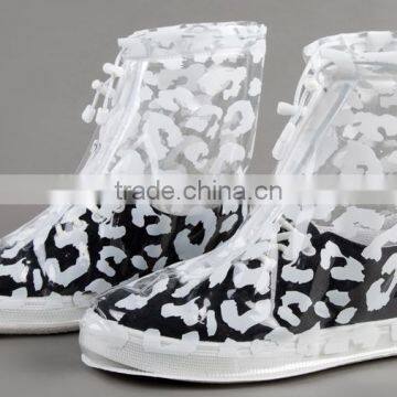 With White Flower Printing Transparent Plastic Shoes Cover photo-5
