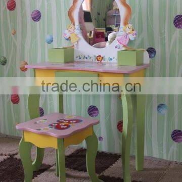 Girl Vanity Solid Wood Dressing Table With Lift up Mirror Chirldren Desk photo-3