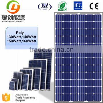 High efficiency poly 130watt/140w/150w solar panel photovoltaic for solar pump system