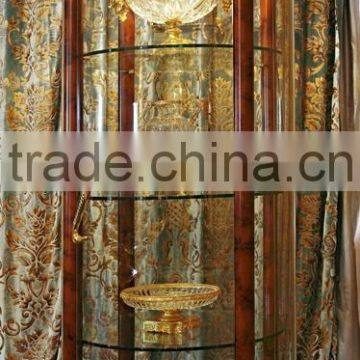 French Rococo Style Wood Carved Round Glass Door Corner Display Cabinet/ Palace Classic Living Room Wine Cabinet, Vitrine photo-2