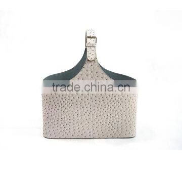 Silver Faux Leather Buckle Handle Magazine & Newspaper Baskets photo-2