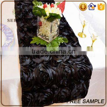 Unique Quilted Rosette Fabric Wedding Hessian Table Runners photo-3