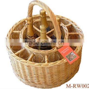Four Section Painted Wicker Bottle Holder