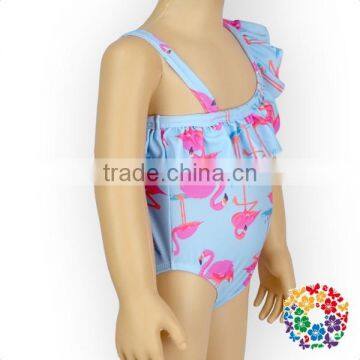 YZA020 Stylish Children Girls Single Shoulder Strap Ruffled One Piece Swimwear photo-4