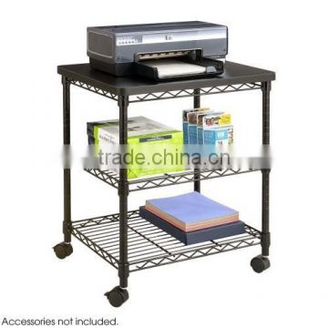 Desk Side Metal Wire Machine Storage Cabinet Stand Black