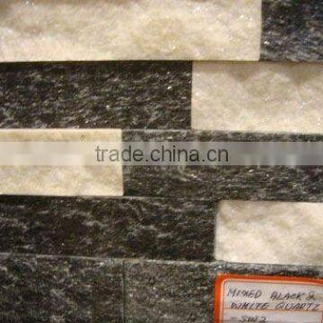 MIXED BLACK AND WHITE QUARTZ-SW2 WALL BRICK