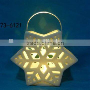 White Bisque Ceramic Christmas Tree Ornaments Wiht Led Light photo-2