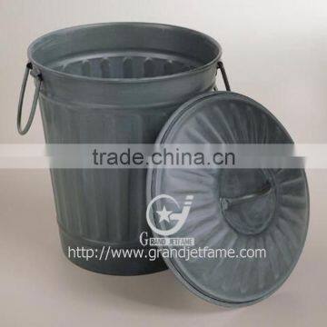 Galvanized Steel Garbage Bin Antique Metal Garbage Bin photo-2