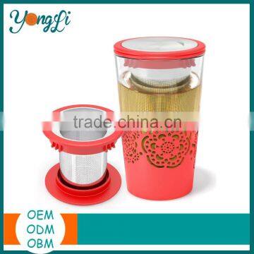 Amazon Hot Selling Silicone Sleeve Tea Infuser Tall Glass Tea Cups photo-2