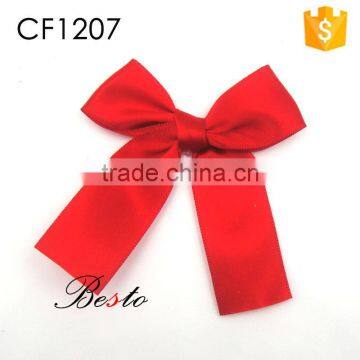 Handmade simple cheap red satin bow for gift packing box